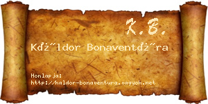 Káldor Bonaventúra névjegykártya